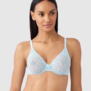 Halo Lace Underwire Bra: Soft Sky