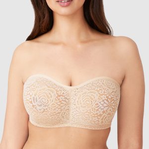 Halo Lace Strapless Underwire Bra: Sand